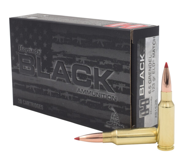 HORNADY BLACK 6.5 GRENDEL 123GR ELD MATCH AMMO 20RDS