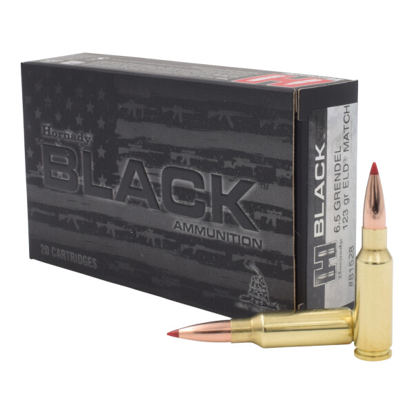 HORNADY BLACK 6.5 GRENDEL 123GR ELD MATCH AMMO 20RDS