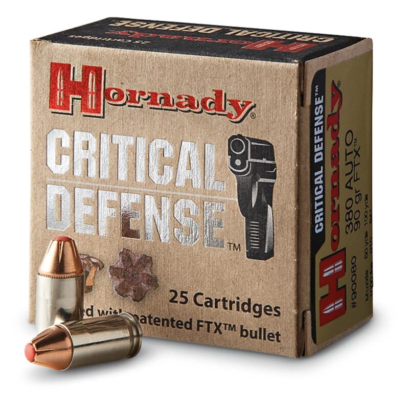 HORNADY CRITICAL DEFENSE 380 ACP 90GR FTX AMMO 25RDS