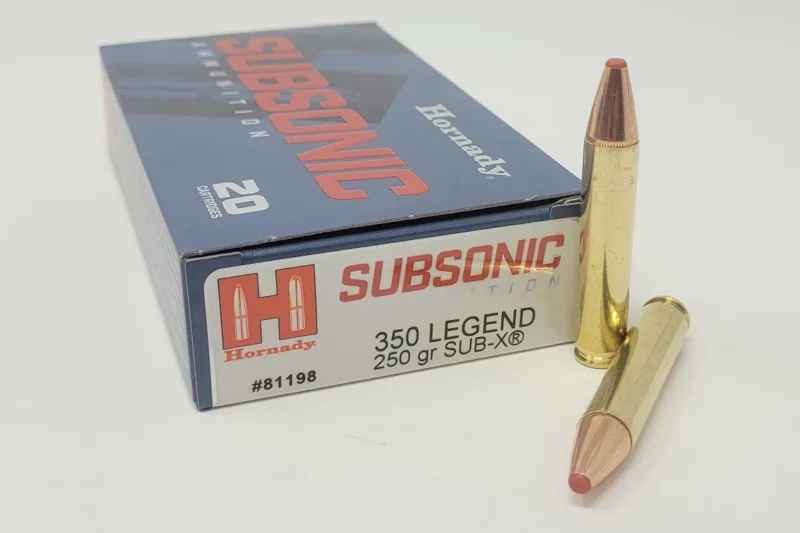 HORNADY SUBSONIC 350 LEGEND 250GR SUB-X AMMO 20RDS HORNADY SUBSONIC 350 LEGEND 250GR SUB-X AMMO 20RDS