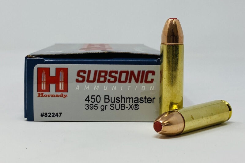 HORNADY SUBSONIC 450 BUSHMASTER 395GR SUB-X AMMO 20RDS HORNADY SUBSONIC 450 BUSHMASTER 395GR SUB-X AMMO 20RDS