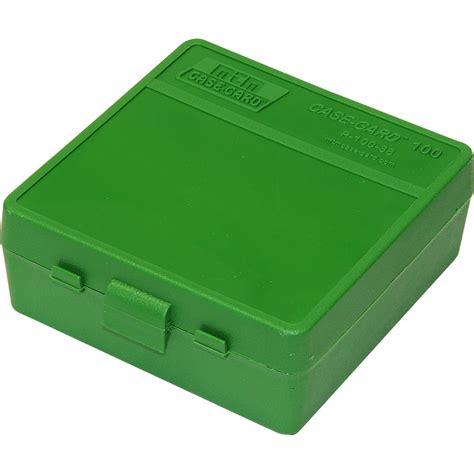 MTM GREEN 100RD AMMO BOX (9MM, 380ACP, 38)