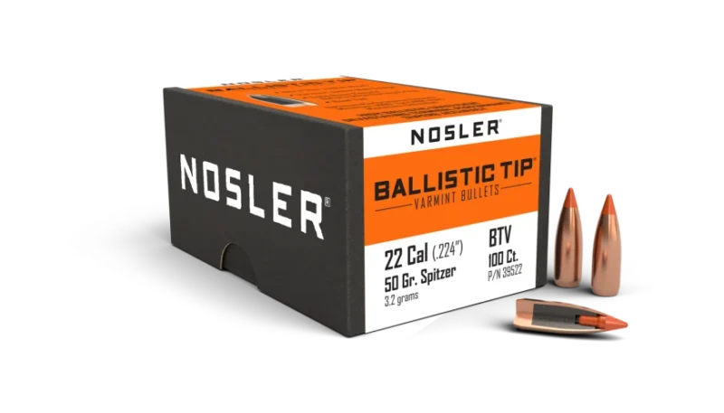 NOSLER 22CAL (.224") BT VARMINT BULLETS 50GR 100CT