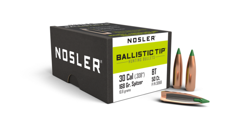 NOSLER 30CAL (.308") 168GR BALLISTICTIP BULLETS 50CT