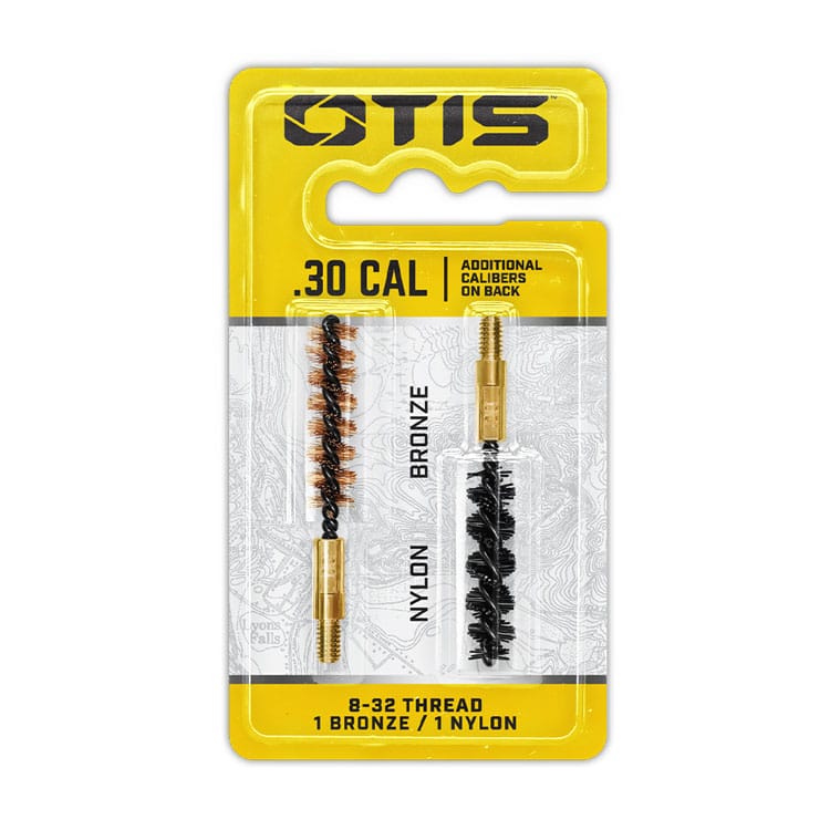 OTIS BORE BRUSH 30 CAL 2 PACK 1-NYLON 1-BRONZE 8-32 THREAD