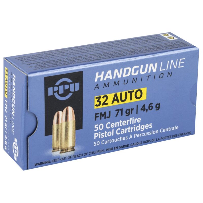 PPU 32 AUTO 71GR FMJ AMMO 50RDS