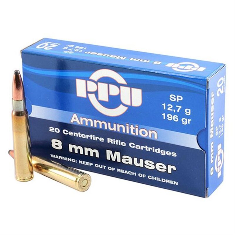 PPU 8MM MAUSER 196GR SP AMMO 20RDS
