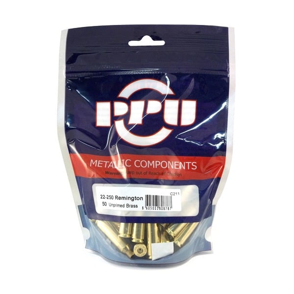 PPU BRASS 22-250 REM UNPRIMED 50CT