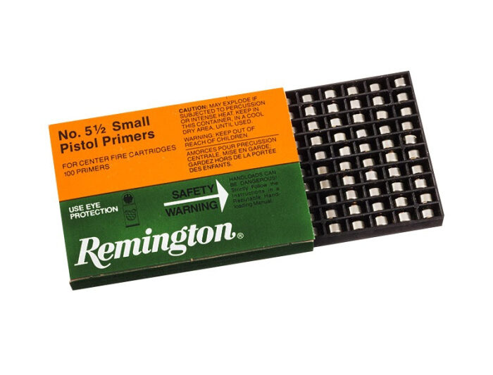 REMINGTON NO. 5-1:2 SMALL PISTOL MAGNUM PRIMERS 100CT REMINGTON NO. 5-1/2 SMALL PISTOL MAGNUM PRIMERS 100CT