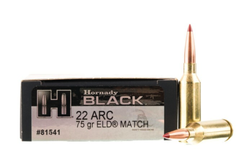 HORNADY 22 ARC 75GR ELD MATCH BLACK 20RD