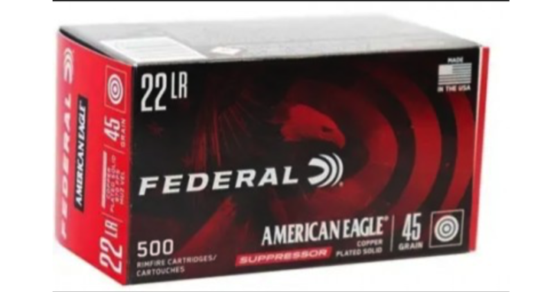 FEDERAL AMERICAN EAGLE 22LR 45GR SUPPRESSOR AMMO 500RDS