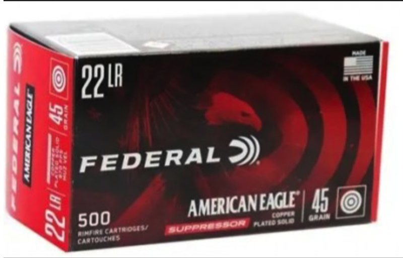 Screenshot 2026-08-25 at 5.55.21 PM FEDERAL AMERICAN EAGLE 22LR 45GR SUPPRESSOR AMMO 500RDS