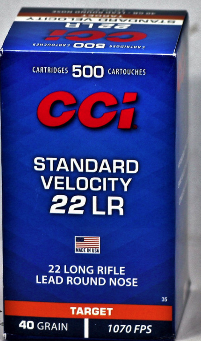 CCI STANDARD VELOCITY 22LR 40GR 1070FPS AMMO 500RDS