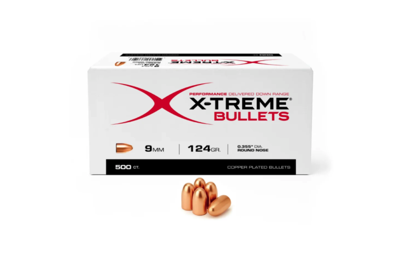 X-TREME 9MM (.355") 124GR COPPER PLATED HOLLOW POINT BULLETS 500CT