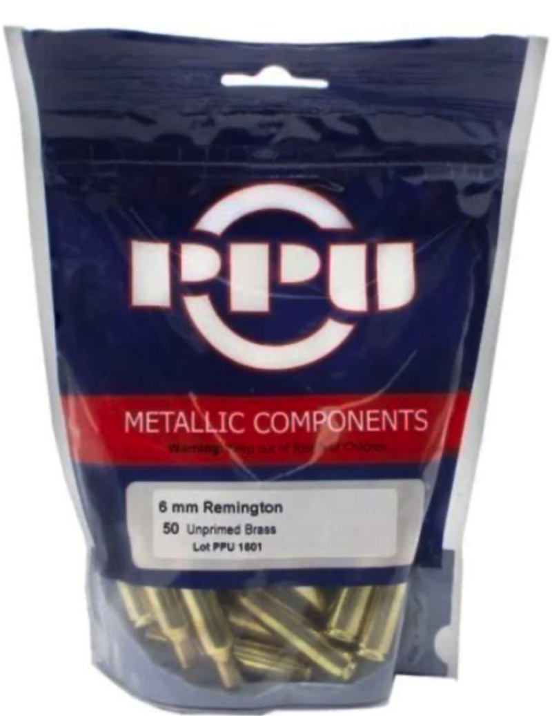 PPU 6MM REM UNPRIMED BRASS 50CT