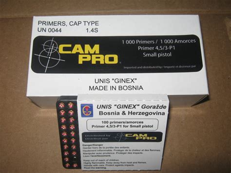 UNIS GINEX LARGE PISTOL PRIMERS 1000CT