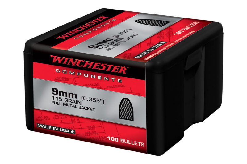 WINCHESTER 9MM (.355″) 115GR FMJ HB BULLETS 100CT WINCHESTER 9MM (.355") 115GR FMJ HB BULLETS 100CT