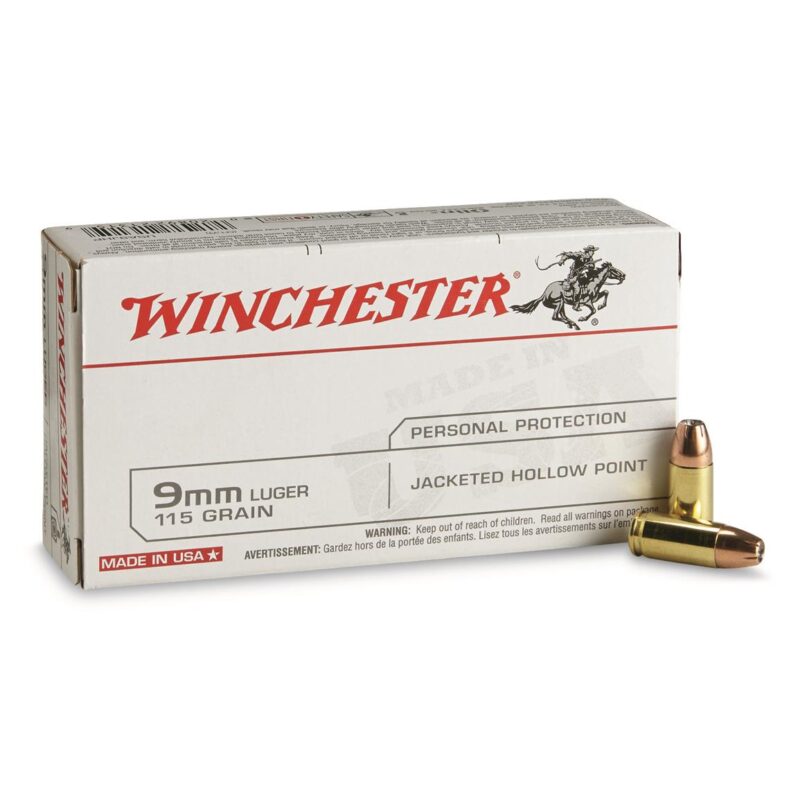 WINCHESTER DEFENSE 9MM 115GR JHP AMMO 50RDS