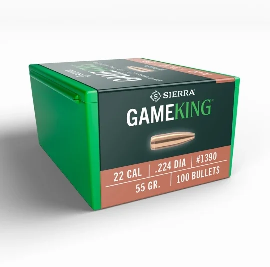 sra1390 SIERRA 22CAL (.224") 55GR BOAT TAIL HP BULLETS 100CT