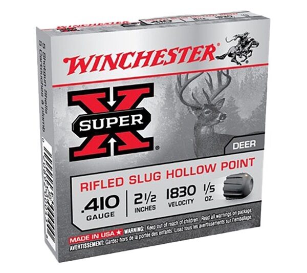 WINCHESTER SUPER-X 410 BORE 2.5" 1830FPS 1/5OZ RIFLED HP SLUGS 5RDS