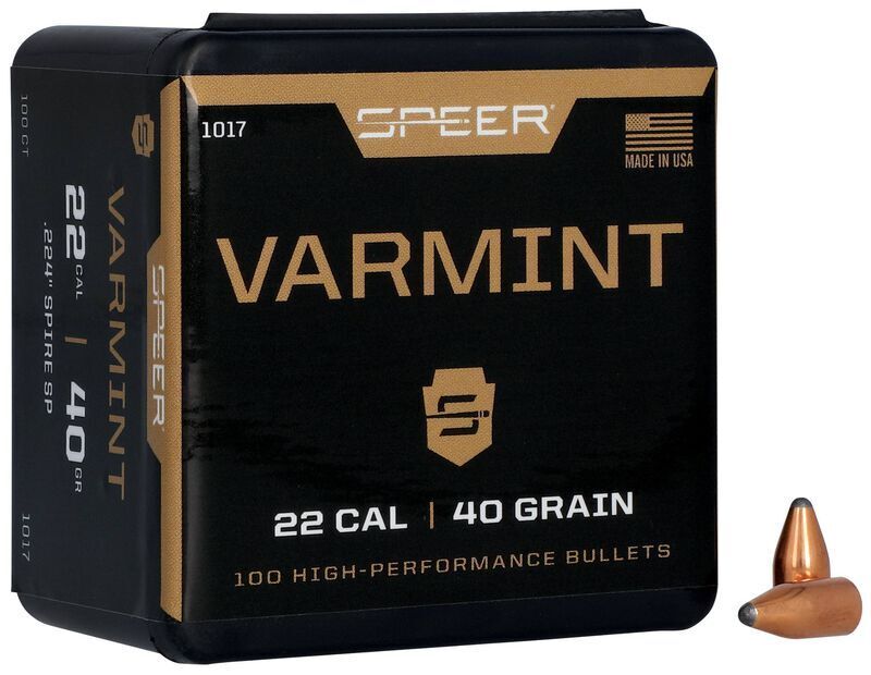 SPEER SPIRE-POINT 22CAL (.224”) 40GR BULLETS 100CT