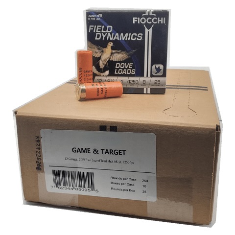 FIOCCHI 12ga 2.75" SHOT #8 1250fps- CASE