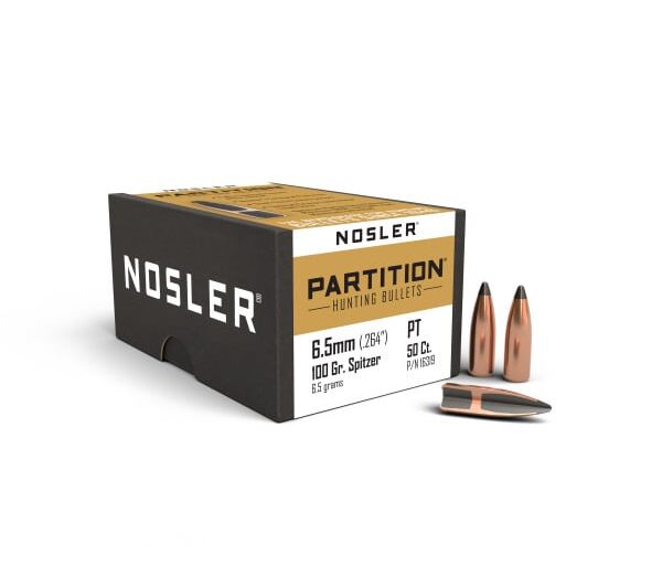 NOSLER 6.5MM (.264") 100GR PARTITION SPITZER BULLETS 50CT