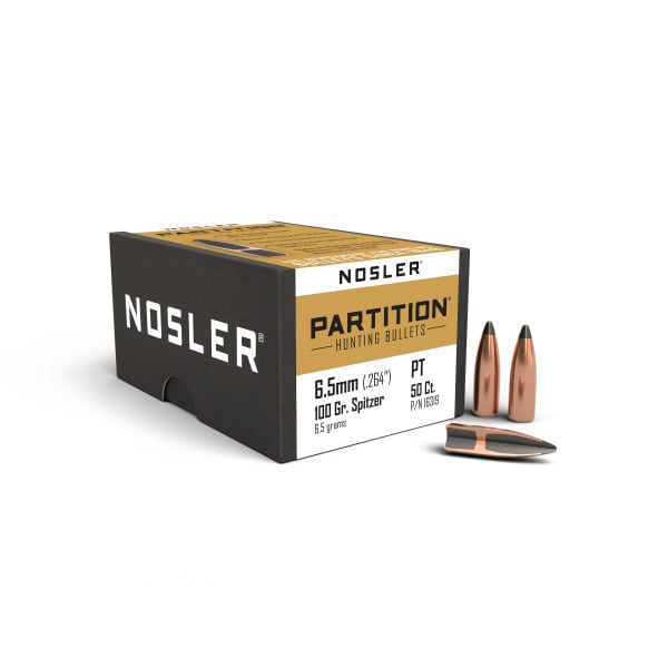 NOSLER 6.5MM (.264") 100GR PARTITION SPITZER BULLETS 50CT