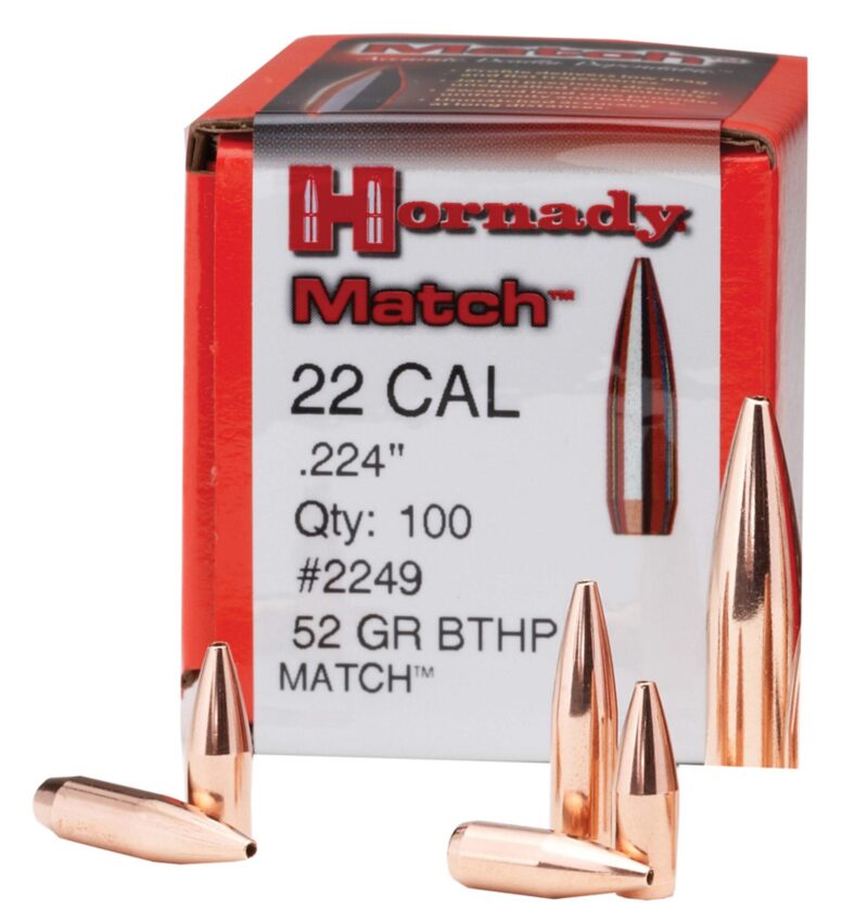 HORNADY 22CAL (.224") 52GR BTHP MATCH BULLETS 100CT