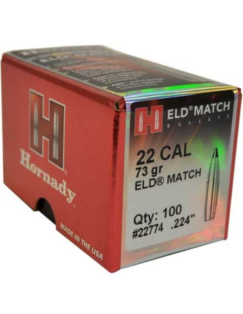 HORNADY 22CAL (.224") 73GR ELD MATCH BULLETS 100CT