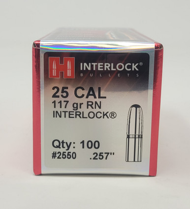 2550 HORNADY 25 CAL (.257") 117GR RN INTERLOCK BULLETS 100CT