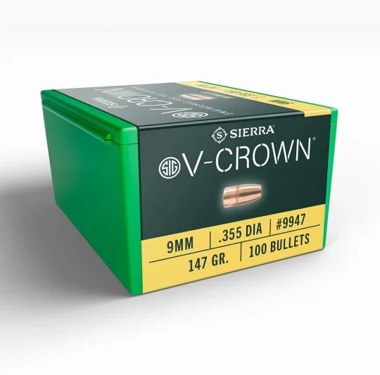SIERRA V-CROWN 9MM (.355”) 147GR BULLETS 100CT