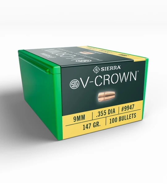 SIERRA V-CROWN 9MM (.355”) 147GR BULLETS 100CT