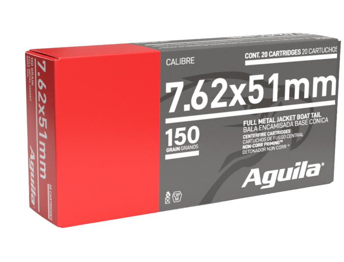 AGUILA 7.62X51MM 150GR FMJBT AMMO 20CT