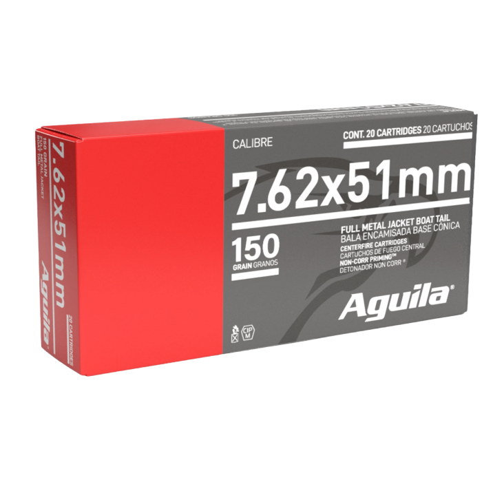 AGUILA 7.62X51MM 150GR FMJBT AMMO 20CT