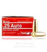 AGUILA_25_ACP_50GR_FMJ_AMMO_50CT AGUILA 25 ACP 50GR FMJ AMMO 50CT