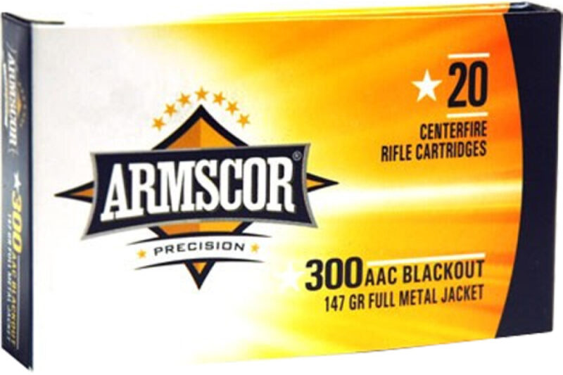 ARMSCOR 300 AAC BLACKOUT 147GR FMJ AMMO 100CT ARMSCOR 300 AAC BLACKOUT 147GR FMJ AMMO 100CT