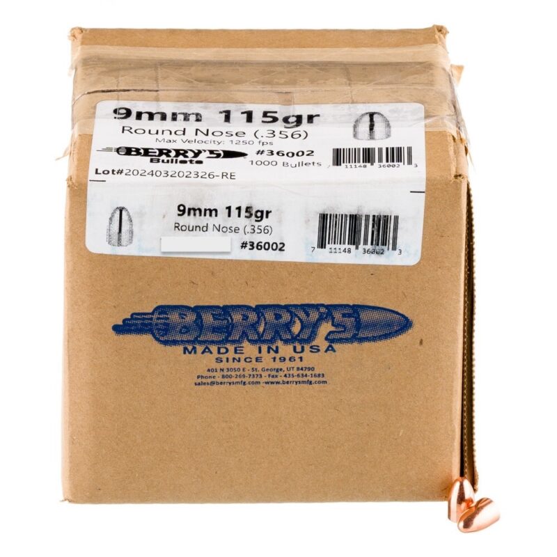 BERRY 9MM (.356) 115GR RN 250 CT