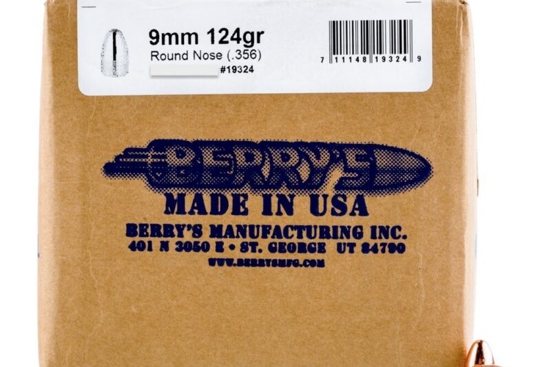 BERRY’S 9MM (.356) 124GR TARGET HOLLOW POINT 250CT BULLETS BERRY'S 9MM (.356) 124GR TARGET HOLLOW POINT 250CT BULLETS
