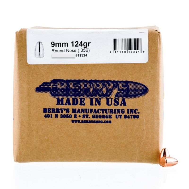 BERRY'S 9MM (.356) 124GR TARGET HOLLOW POINT 250CT BULLETS