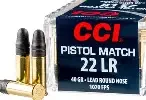 CCI PISTOL MATCH 22LR COMPETITION 22LR ROUND NOSE 40GR 1070 FPS 50CT AMMO