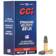 CCI STANDARD VELOCITY TARGET 22LR 40GR 1070FPS AMMO 50RDS