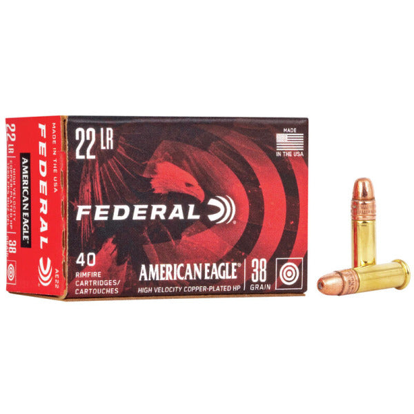 FEDERAL AMERICAN EAGLE 22LR 38GR CP-HP AMMO 40RDS