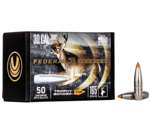 FEDERAL TROPHY BONDED 30 CAL (.308") 165 GR BULLETS 50CT