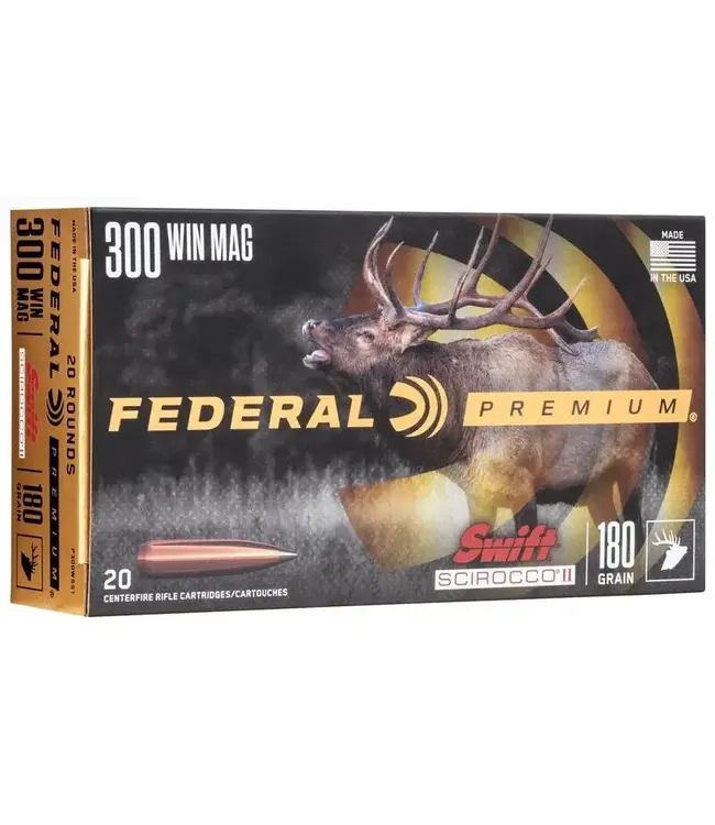 FEDERAL 300 WINCHESTER MAG 180GR SWIFT SCIROCCO AMMO 20CT