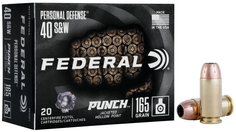 FEDERAL 40 S&W 165GR PUNCH JHP AMMO 20CT FEDERAL 40 S&W 165GR PUNCH JHP AMMO 20CT