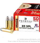 FEDERAL_38_SPL_158GR_LRN_AMMO_50CT FEDERAL 38 SPL 158GR LRN AMMO 50CT