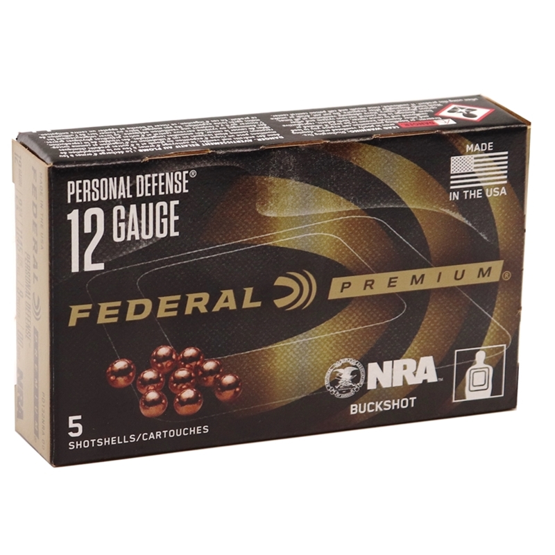 FEDERAL PREMIUM SELF DEFENSE 12GA 2.75" 1145FPS 9 PELLET 00 BUCK AMMO 5RDS