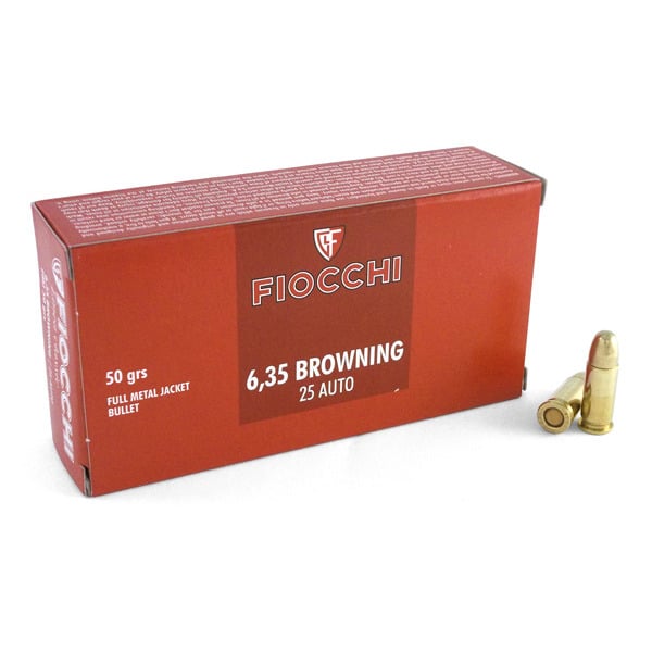 FIOCCHI 25 ACP 50GR FMJ AMMO 20CT