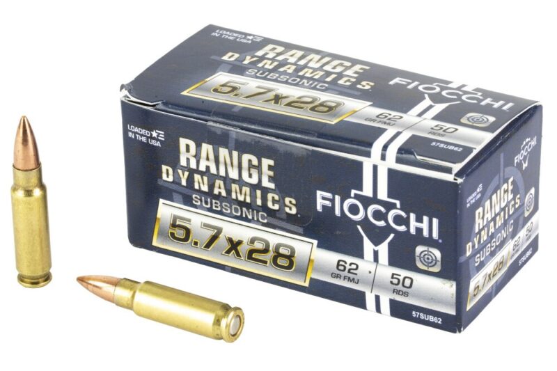 FIOCCHI 5.7X28 FN 62GR FMJ AMMO 50CT FIOCCHI 5.7X28 FN 62GR FMJ AMMO 50CT